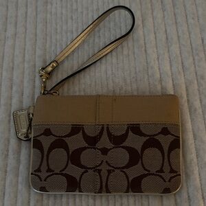 Coach Beige and Brown Wristlet